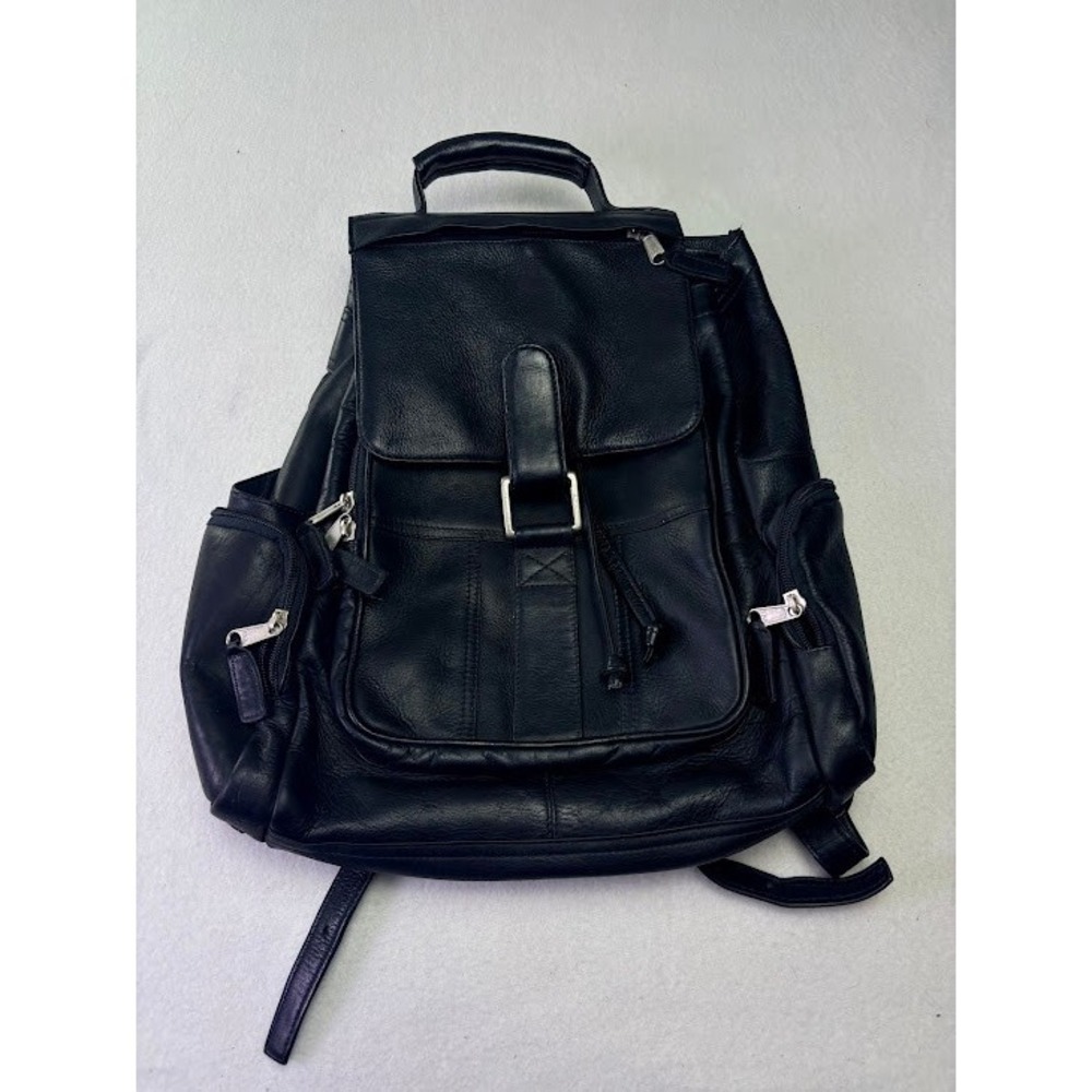 Leather Backpack Womens Black Pebbled Utility 90s Style‎ Vintage Adjustable